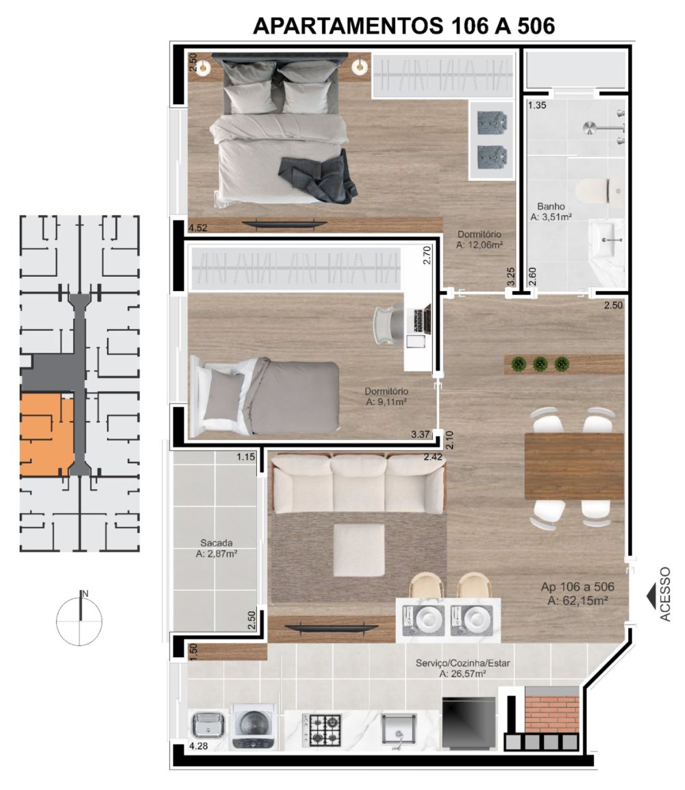 Dispon�vel Aptos 206, 306, 406, 506