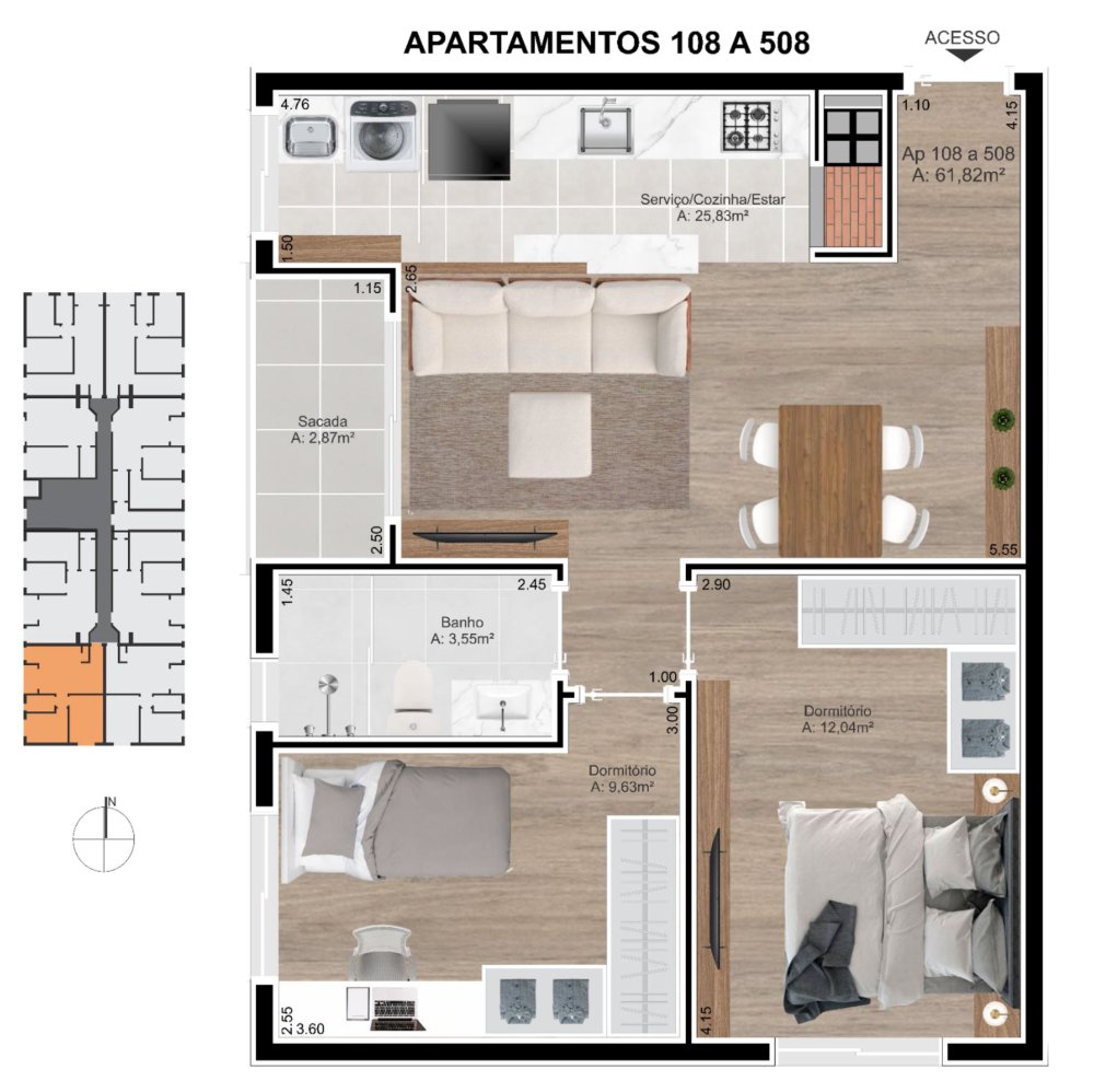 Dispon�vel aptos 108 e 408