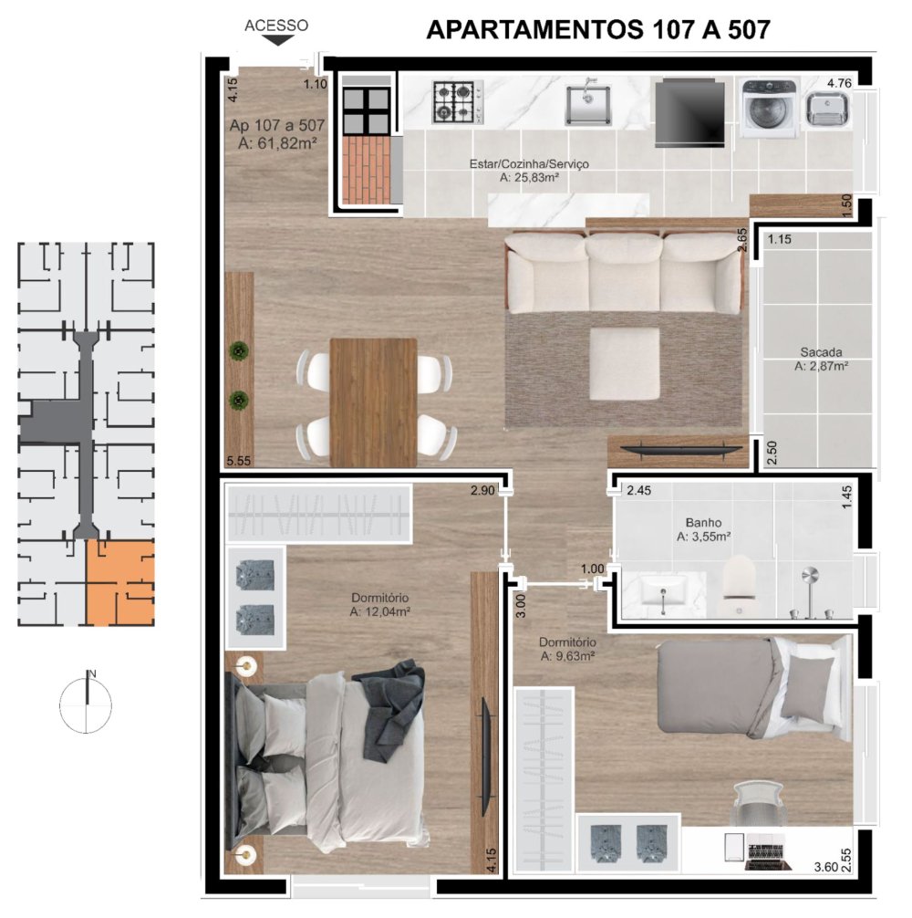 Dispon�vel aptos 107, 207 e 407