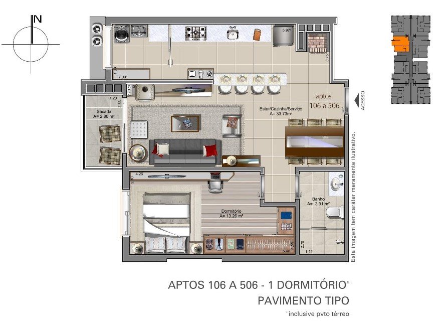 Resid Nonno Ant�nio aptos disp. 206, 306, 406 e 506