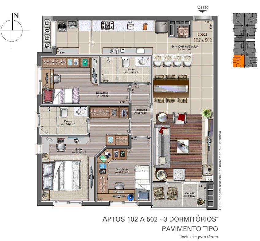 Resid Nonno Ant�nio aptos disp.102, 302, 402 e 502