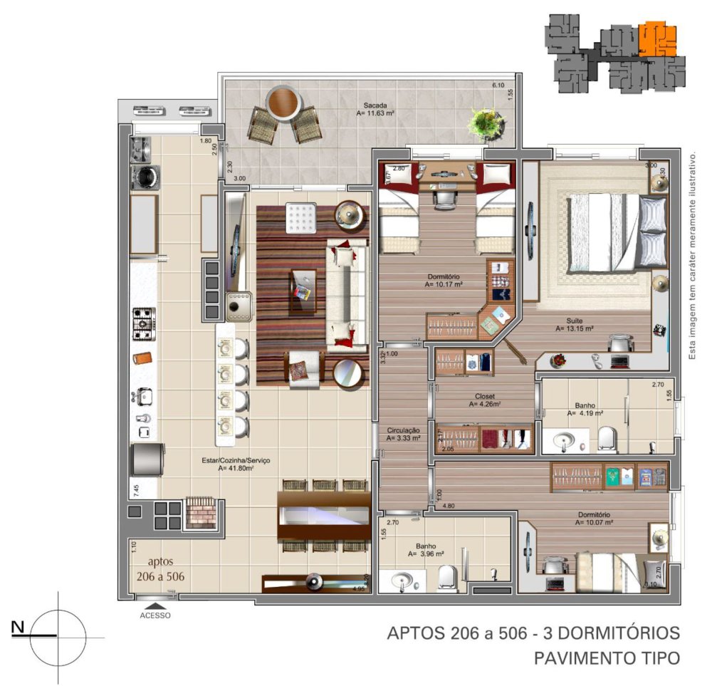 Dispon�vel aptos 206, 306 e 506