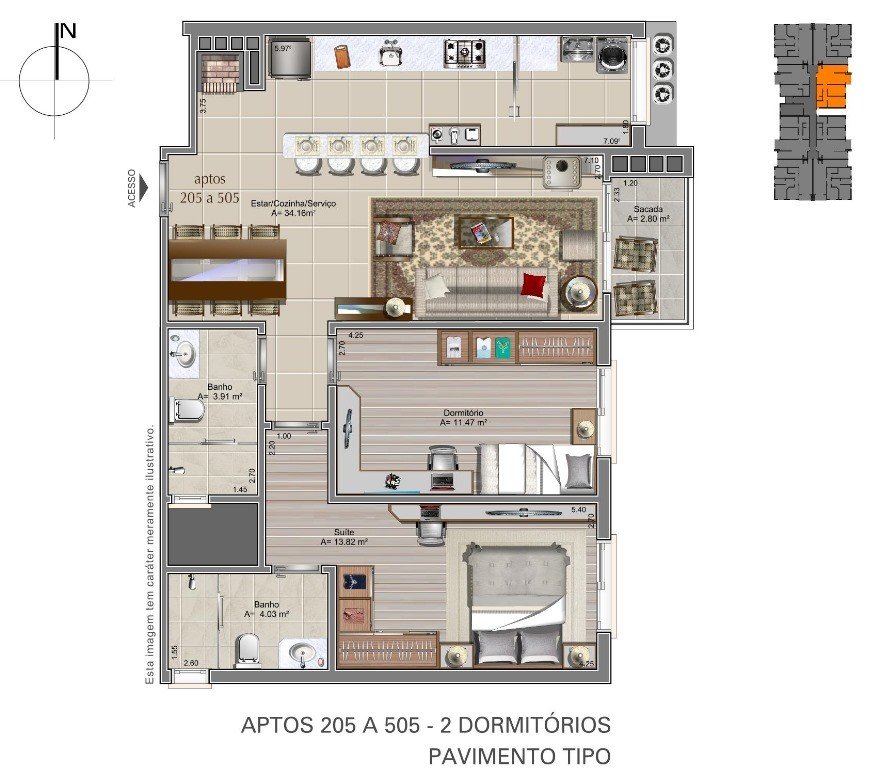 Resid Nonno Ant�nio aptos disp.205, 305, 405 e 505