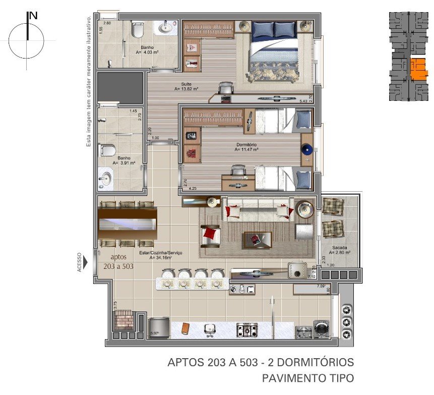 Resid Nonno Ant�nio aptos disp. 203, 303, 403 e 403